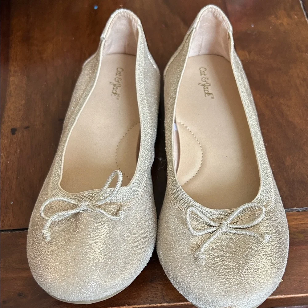 Cat & Jack Glitter Ballet Flats in Champagne Gold